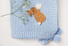 Baby blue cotton knitted Bunny Blanket