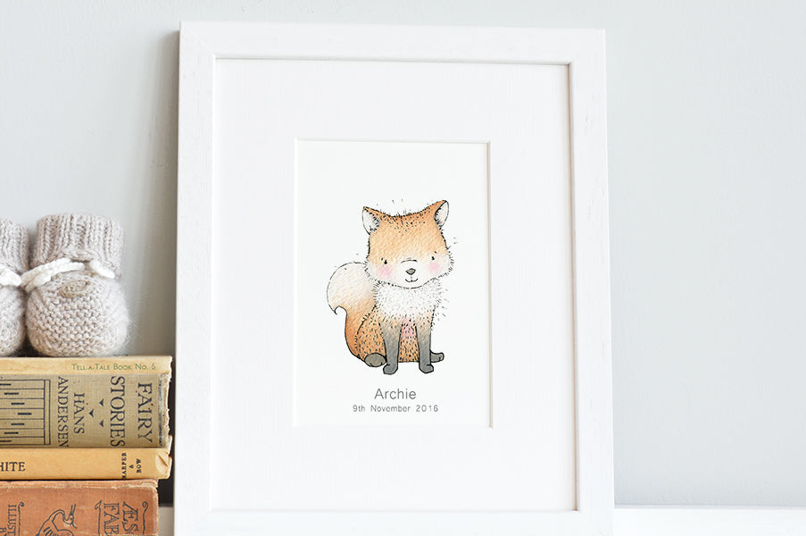Newborn Baby Fox Nursery Art Print