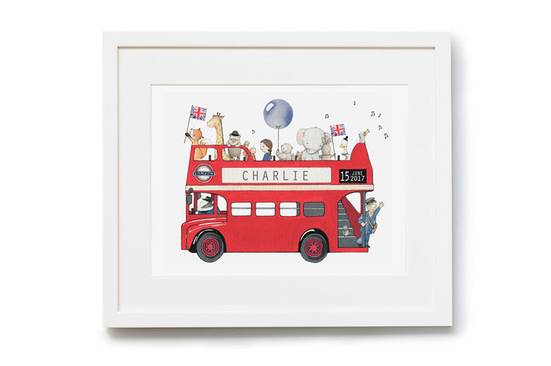 Children's Personalised Red London Bus Picture - daisyandbump