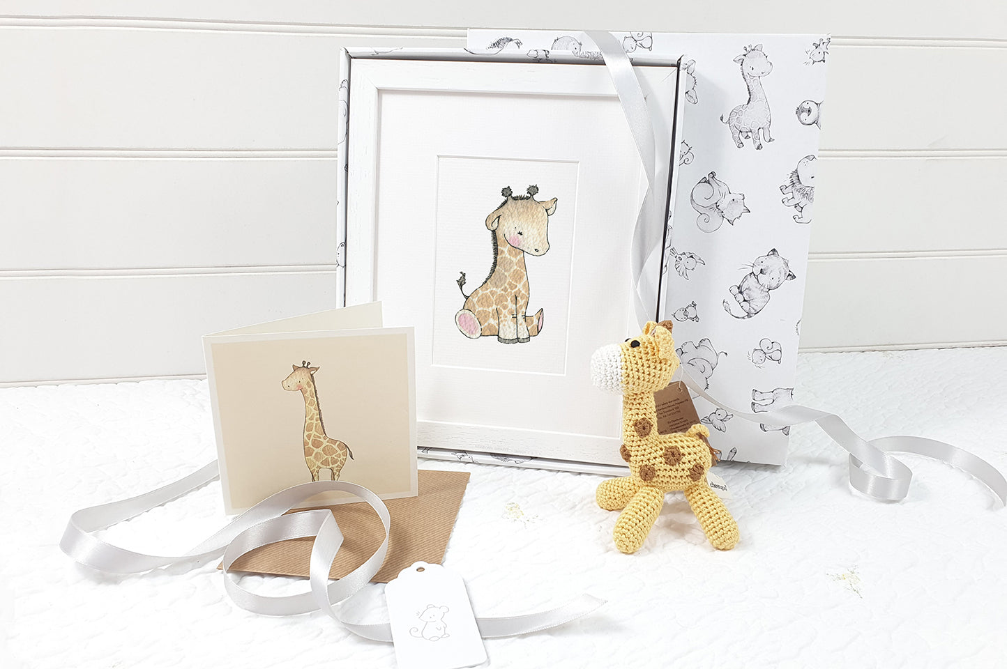 Gender Neutral Baby Shower Gift Box - Yellow Orange Giraffe