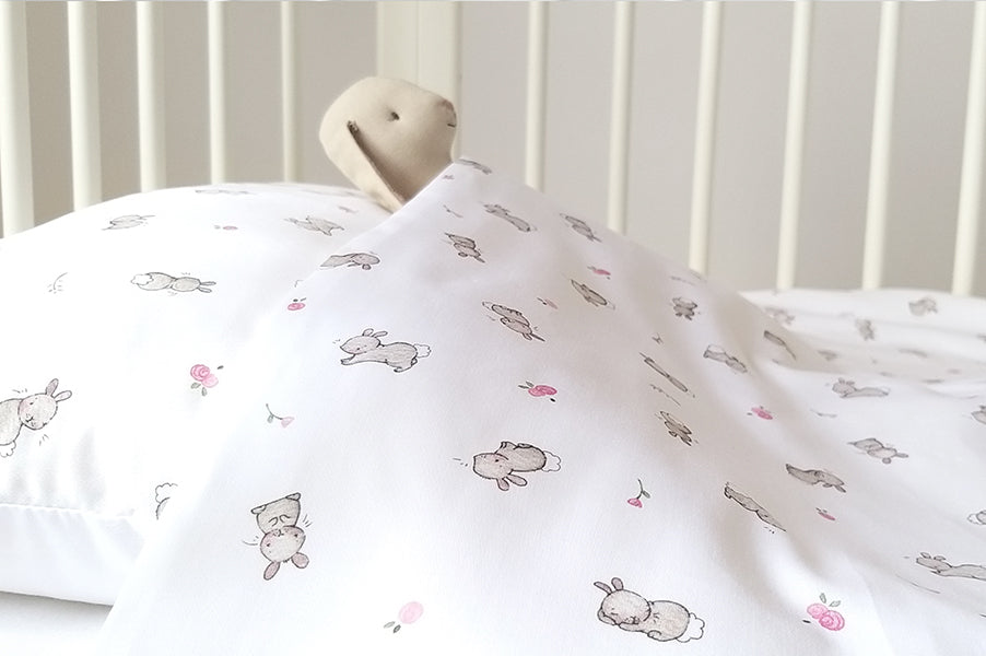 Rabbits and Roses Cot Bed Duvet Set for Girl s Room daisyandbump