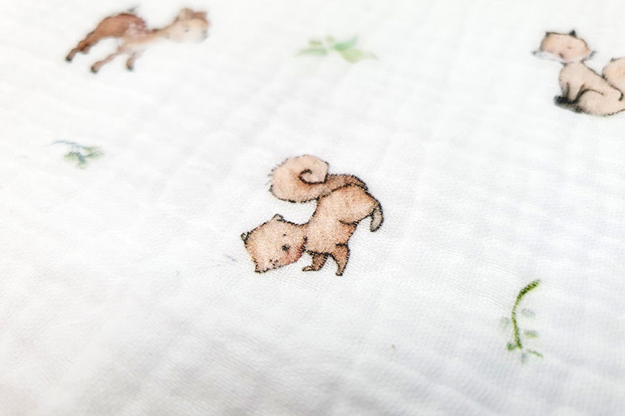 Cotton Muslin Cloths With Wooden Animal