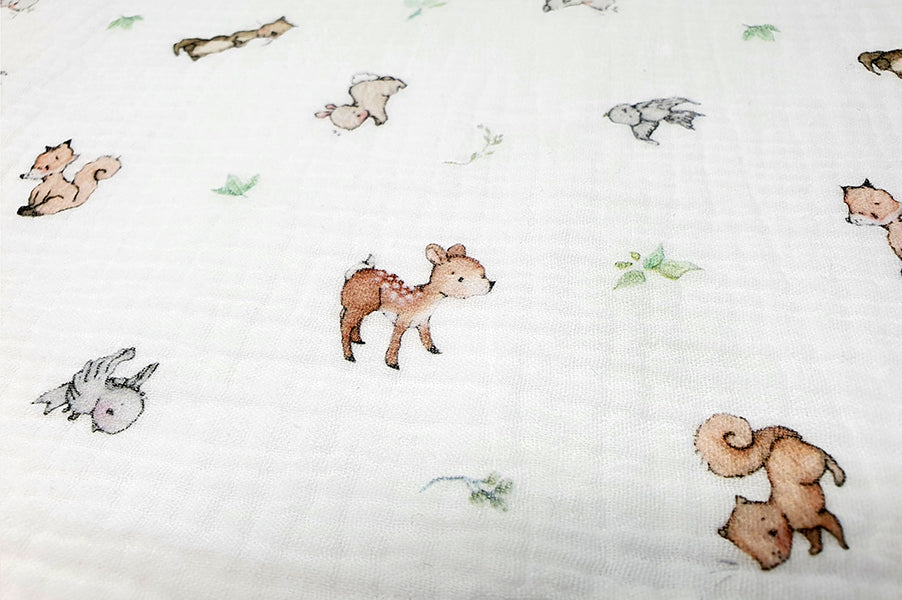 Woodland Animals 100% cotton baby muslin cloth square - daisyandbump